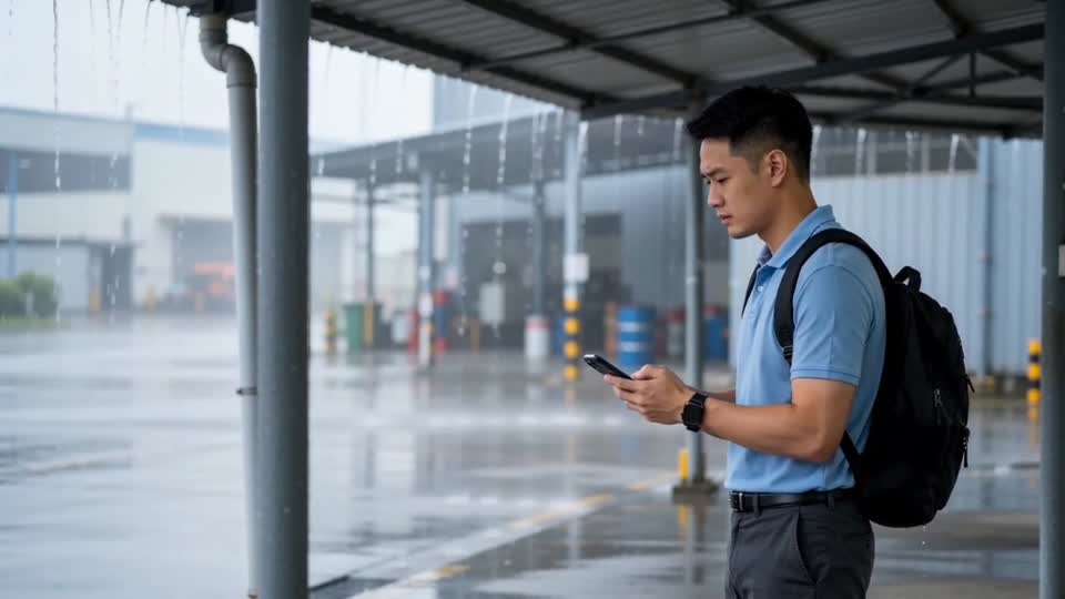 Daniel looks at a phone that shows no reply. Click to play a short clip.