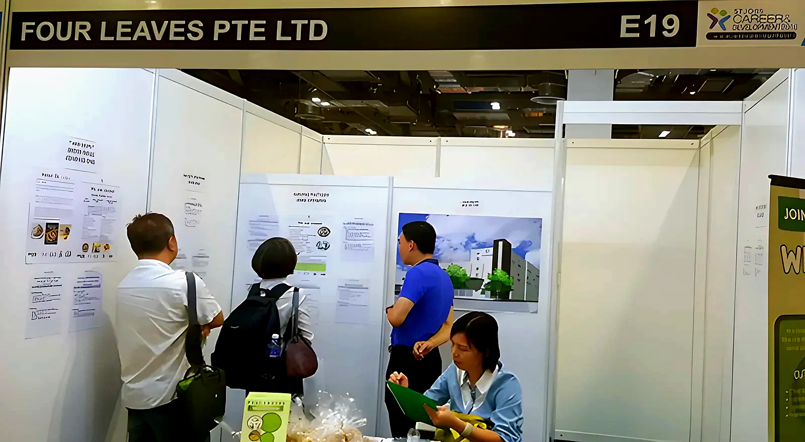 The Four Leaves booth at a careers fair